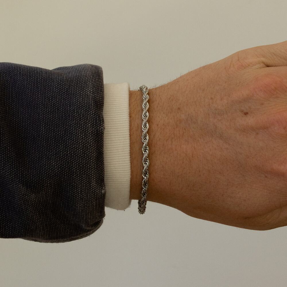 Y2K Silver Rope Chain Bracelet Minimalist Jewelry Unisex Dainty Modern Accessory